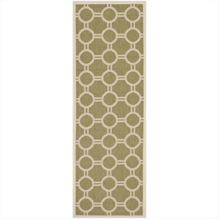 Safavieh 2 Ft. -3 In. X 6 Ft. -7 In. Runner Indoor-Outdoor Courtyard- Green And Beige- Machine Made Rug CY6924-244-27